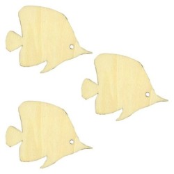 3 Silhouettes en bois 10 cm Poisson