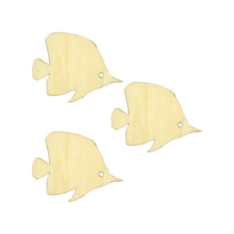 3 Silhouettes en bois 10 cm Poisson